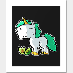 Cute Unicorn Eating Avocado Kawaii Neko Anime graphic Posters and Art